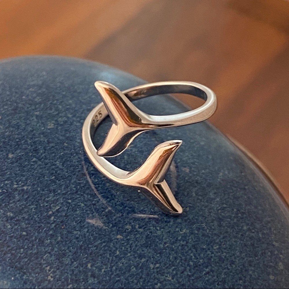 Sterling Whale Tail Ring - Beach, Ocean jewelry